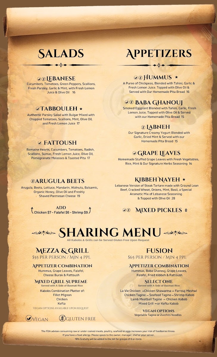 La Vie Mediterranean Restaurant Menu - Image 2